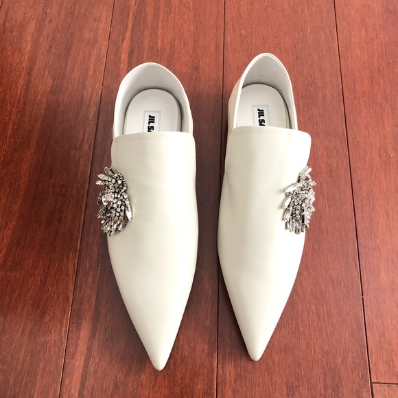 Jil sander Lambskin Convertible pointy mule/  flats with embellished jewelry. - Picture 4 of 17